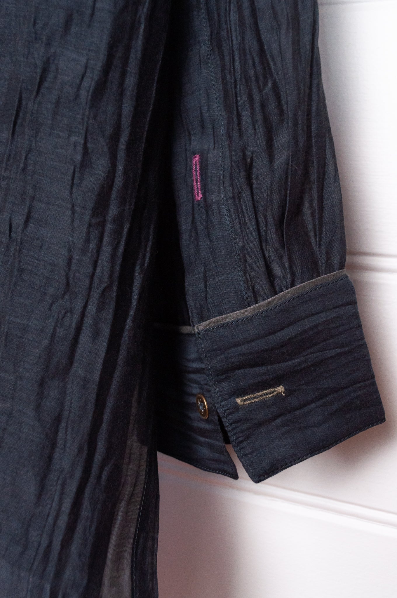 Manan fine cotton silk button up longline shirtwith matching silk camisole.