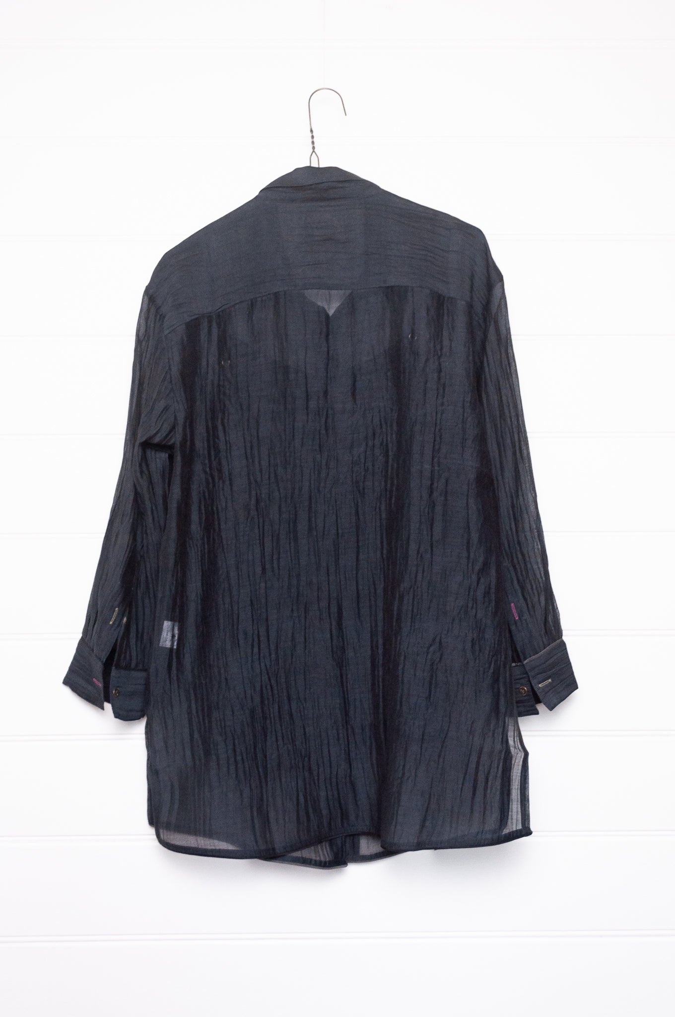 Manan fine cotton silk button up longline shirtwith matching silk camisole.