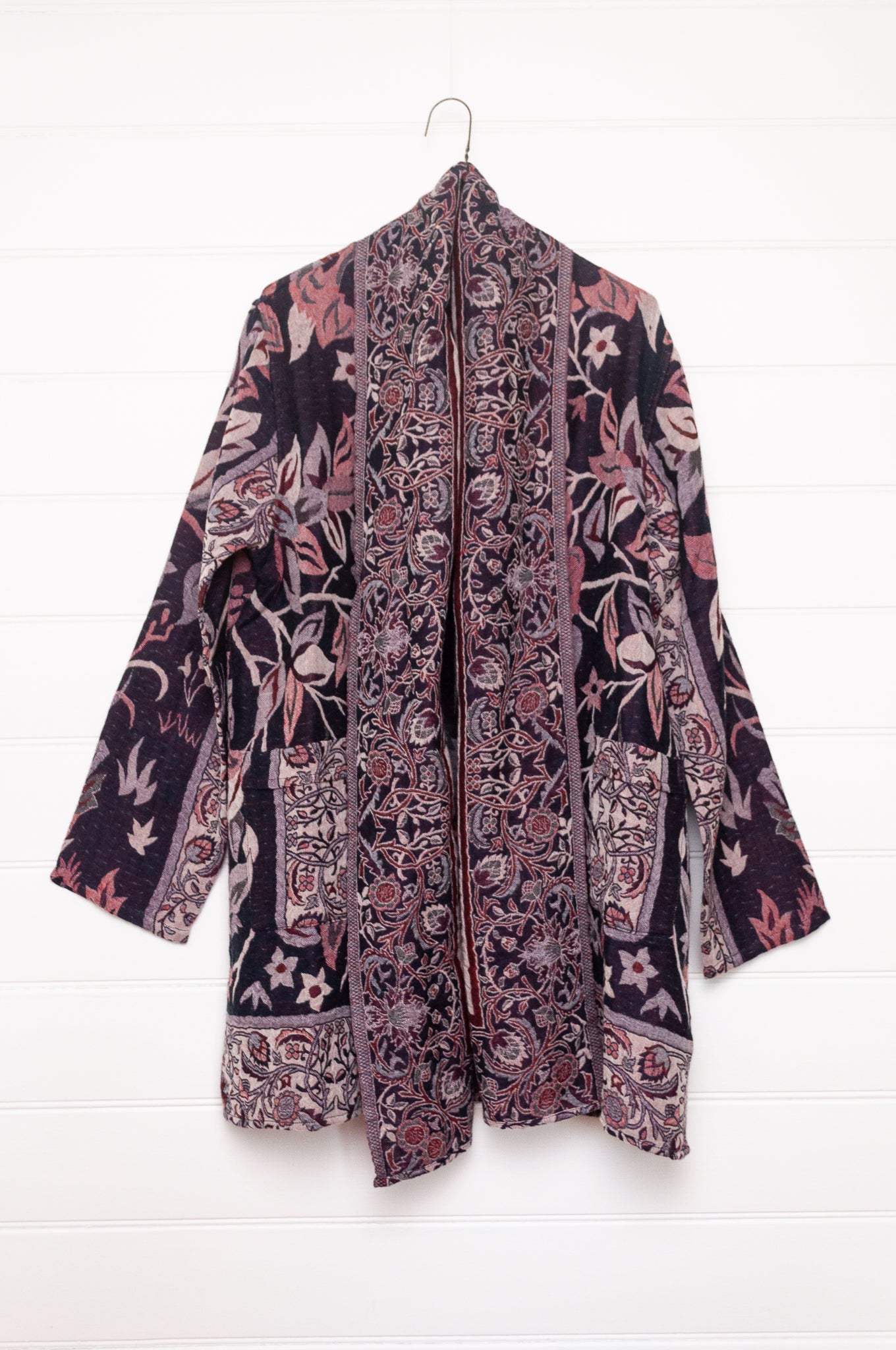 Manan Kami reversible wool jacket - Tree of Life ink