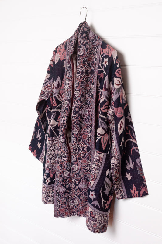 Manan Kami reversible wool jacket - Tree of Life ink
