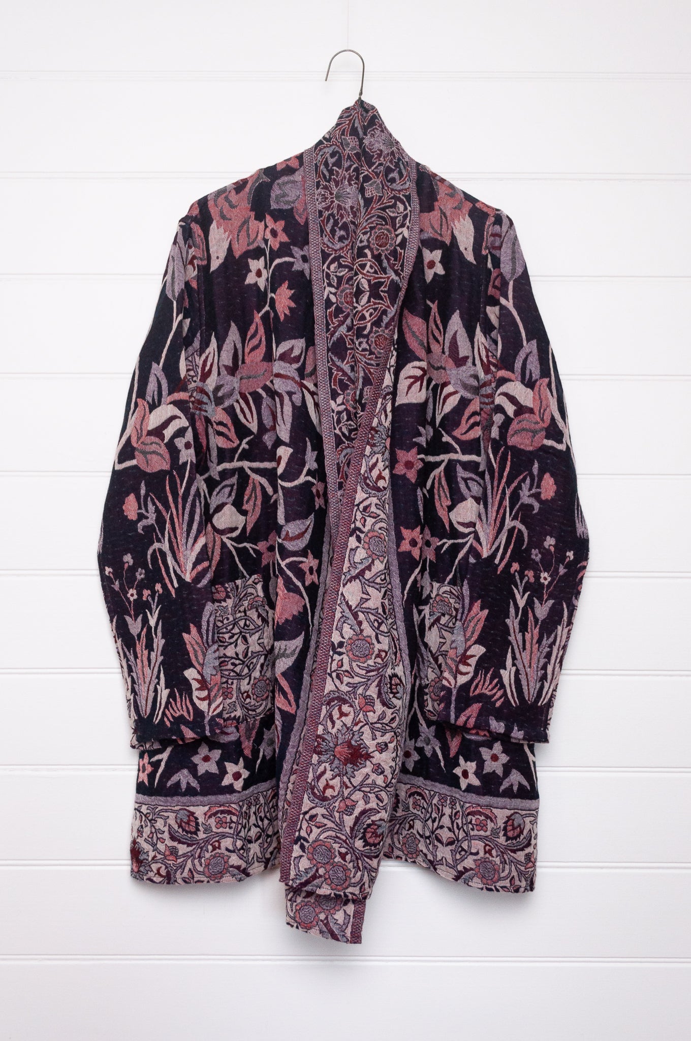Manan Kami reversible wool jacket - Tree of Life ink