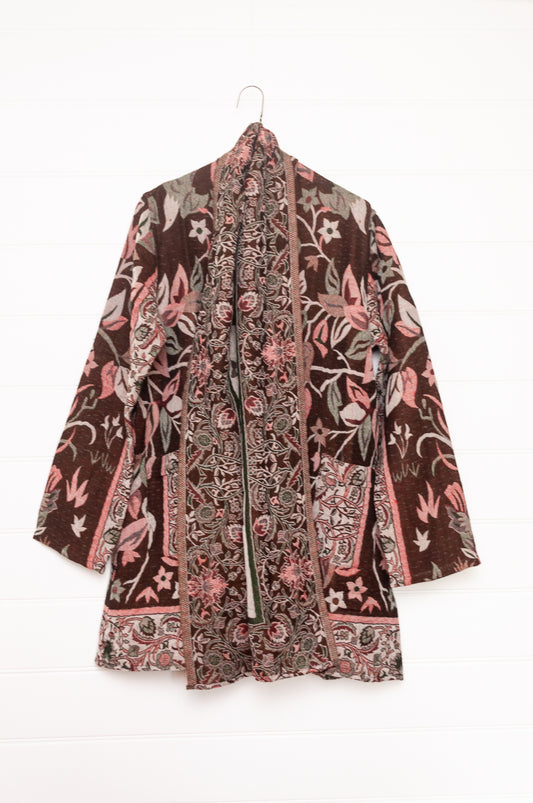 Manan Kami reversible wool jacket - Tree of Life chocolate