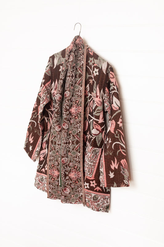 Manan Kami reversible wool jacket - Tree of Life chocolate