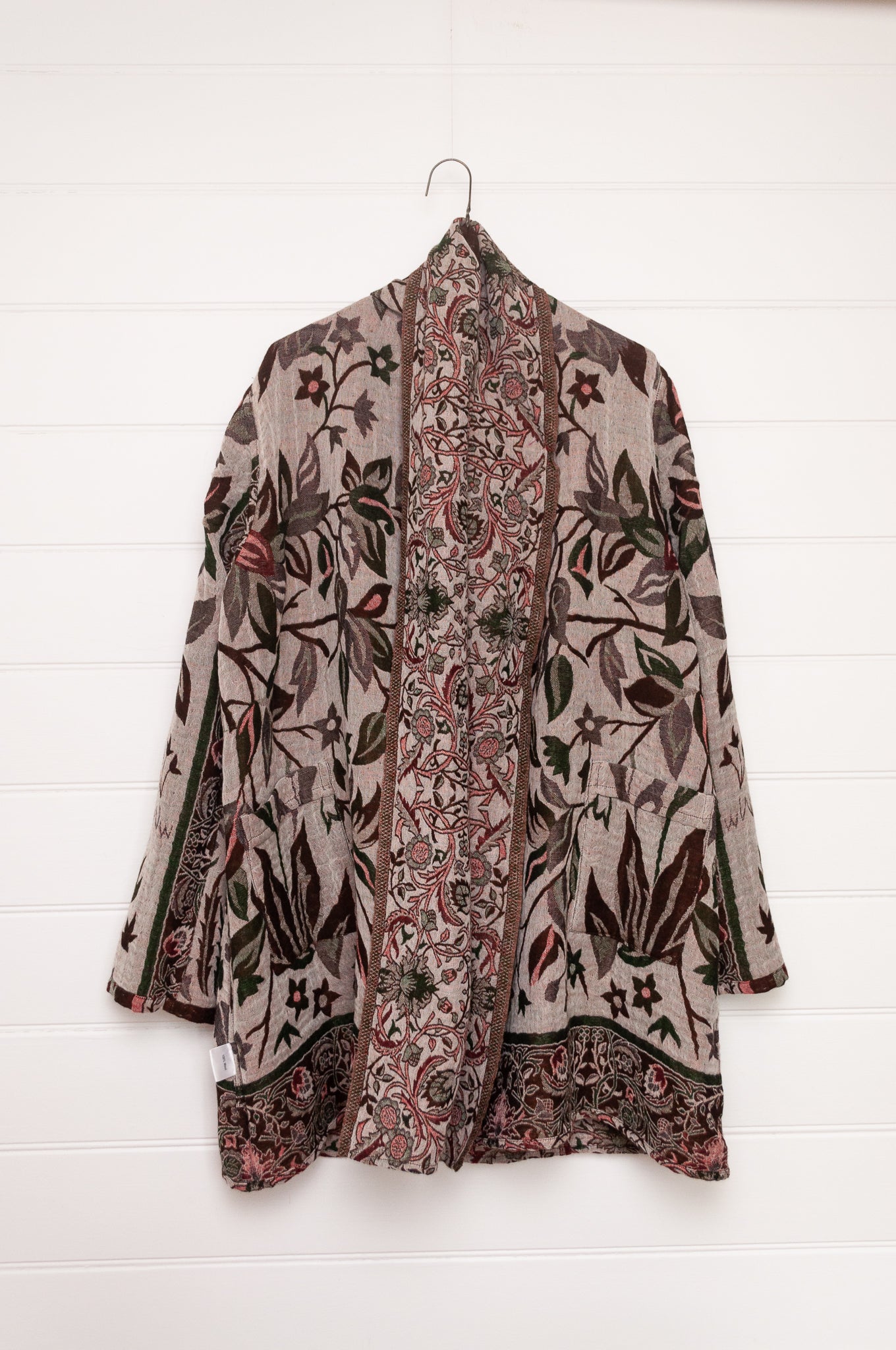 Manan Kami reversible wool jacket - Tree of Life chocolate