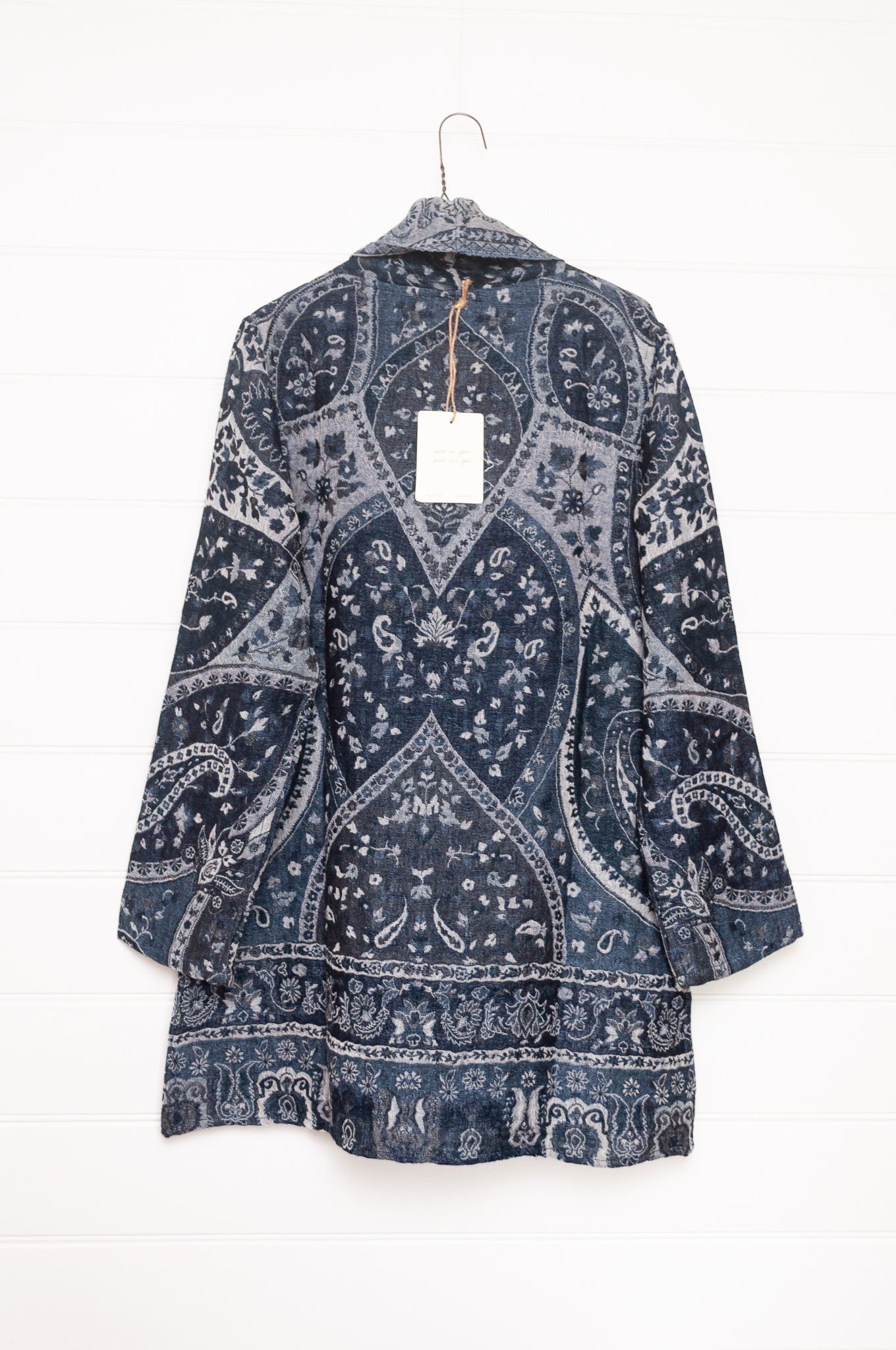 Manan Kami reversible wool jacket - Indigo paisley