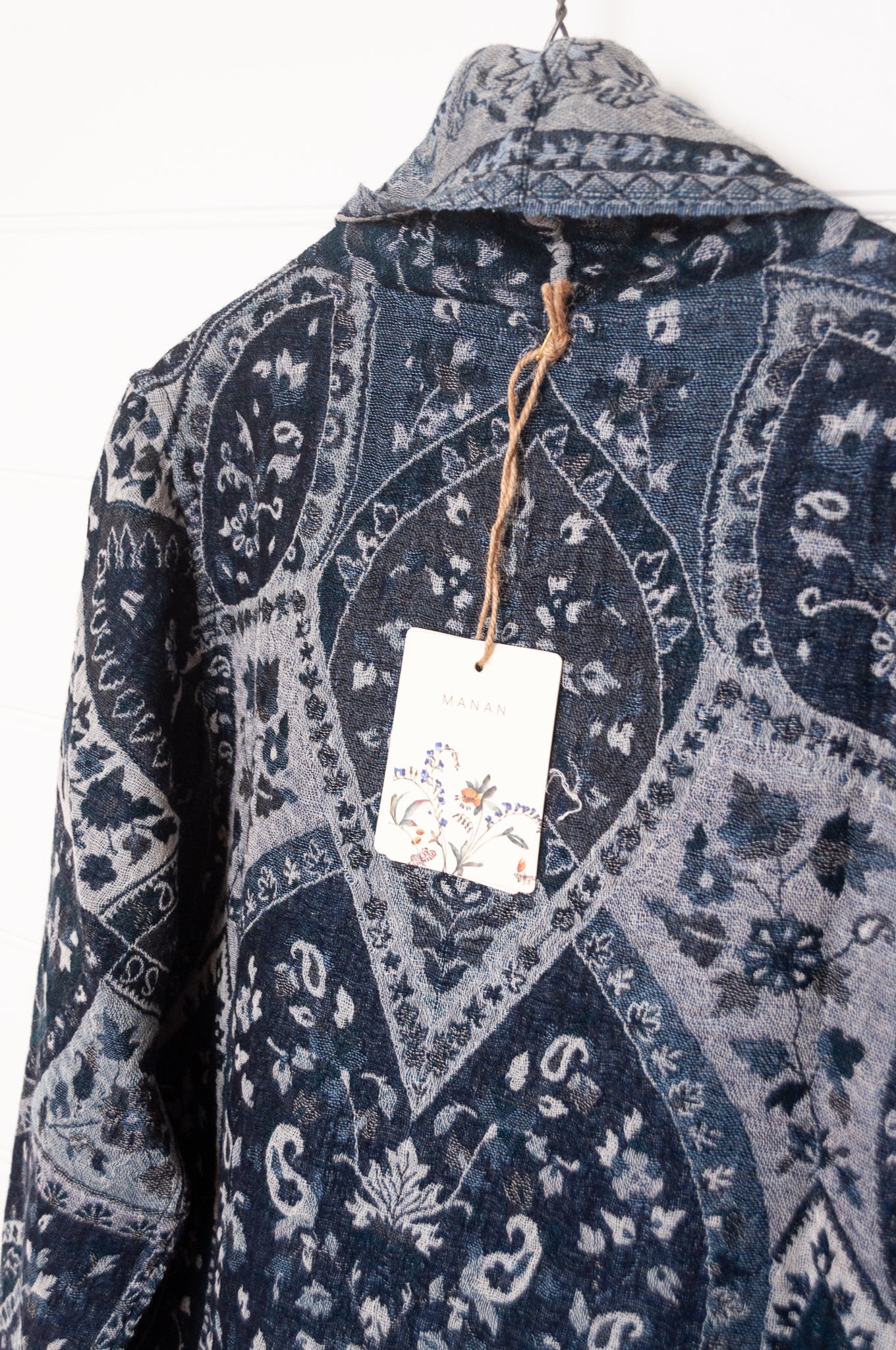 Manan Kami reversible wool jacket - Indigo paisley