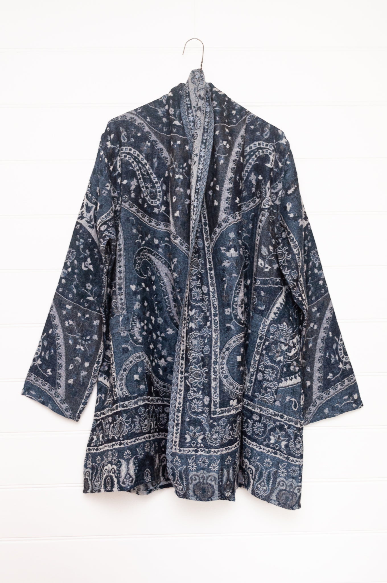Manan Kami reversible wool jacket - Indigo paisley
