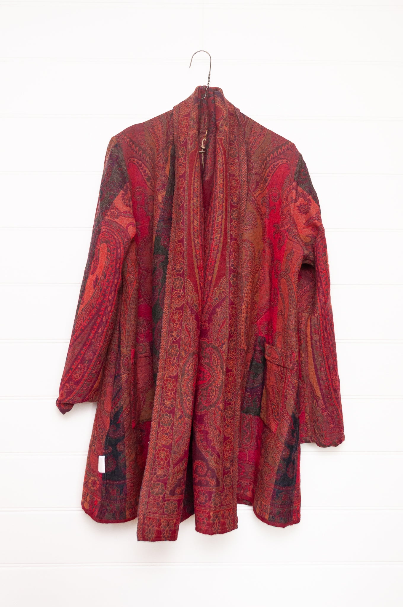 Manan Kami reversible wool jacket - crimson paisley