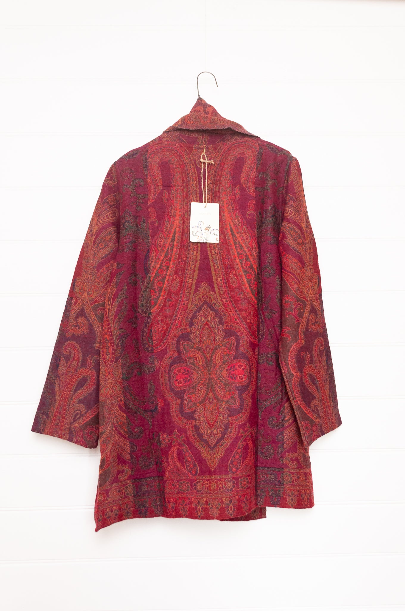 Manan Kami reversible wool jacket - crimson paisley
