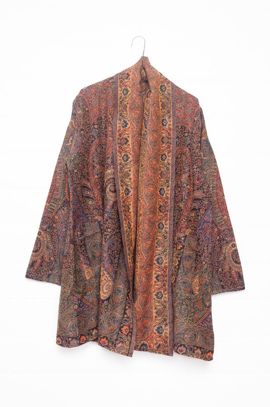 Manan Kami reversible wool jacket - Burgundy paisley