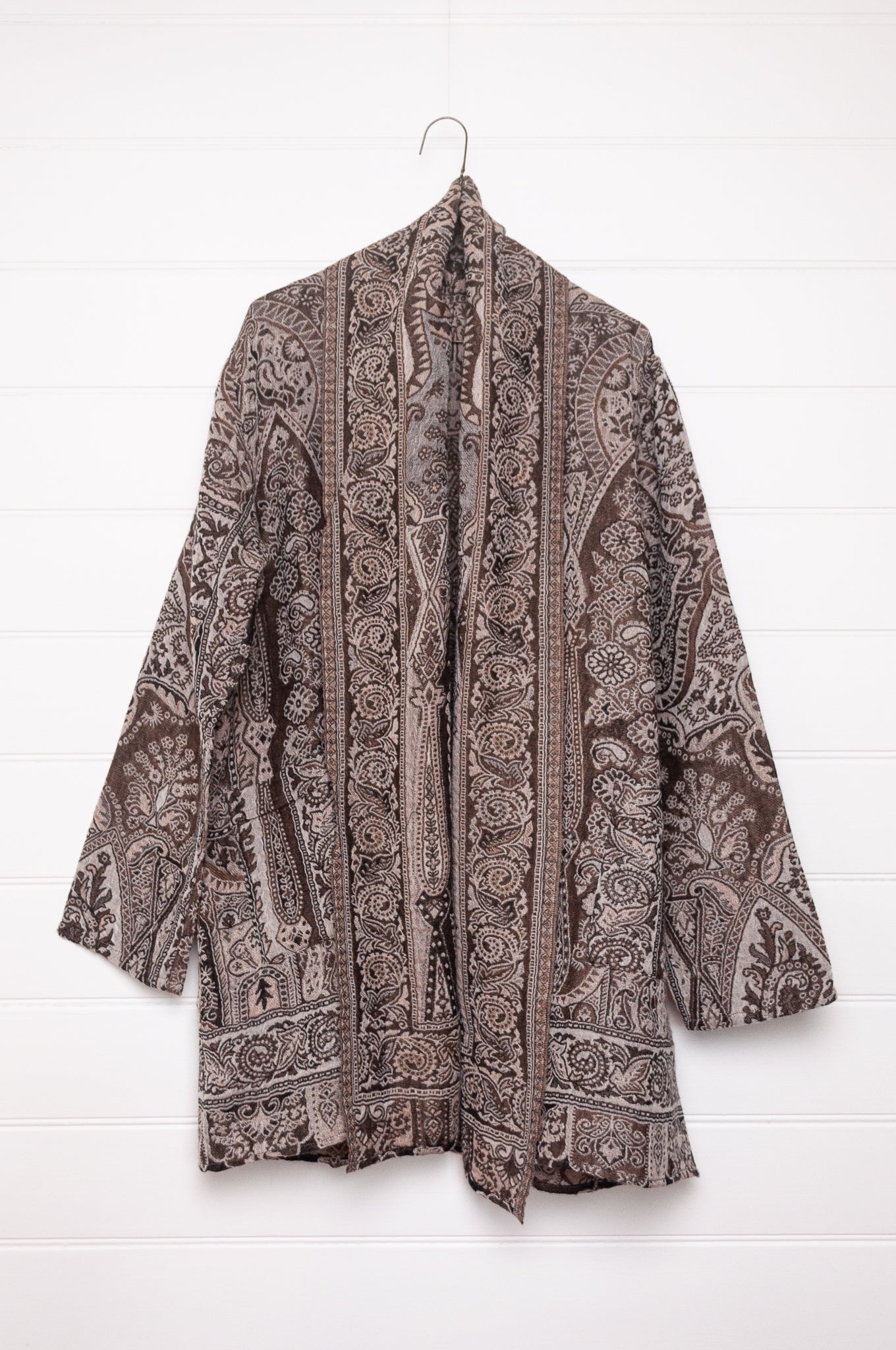 Manan Kami reversible wool jacket - Earth paisley