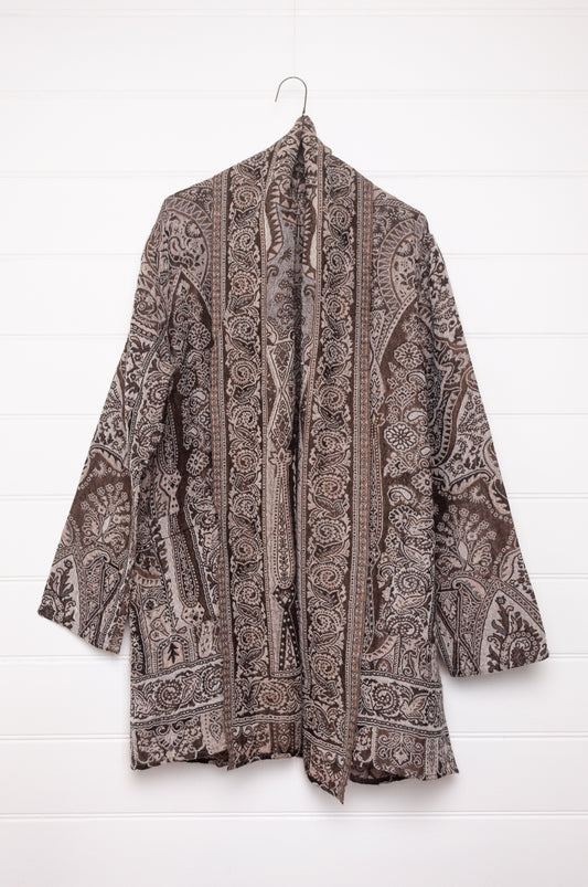 Manan Kami reversible wool jacket - Earth paisley