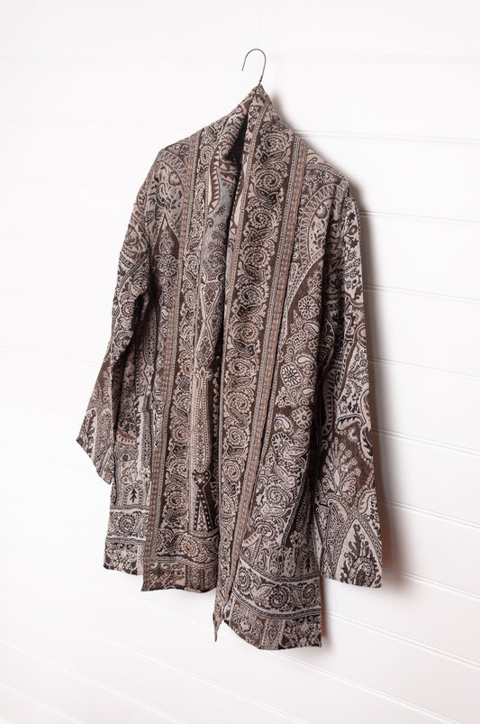 Manan Kami reversible wool jacket - Earth paisley