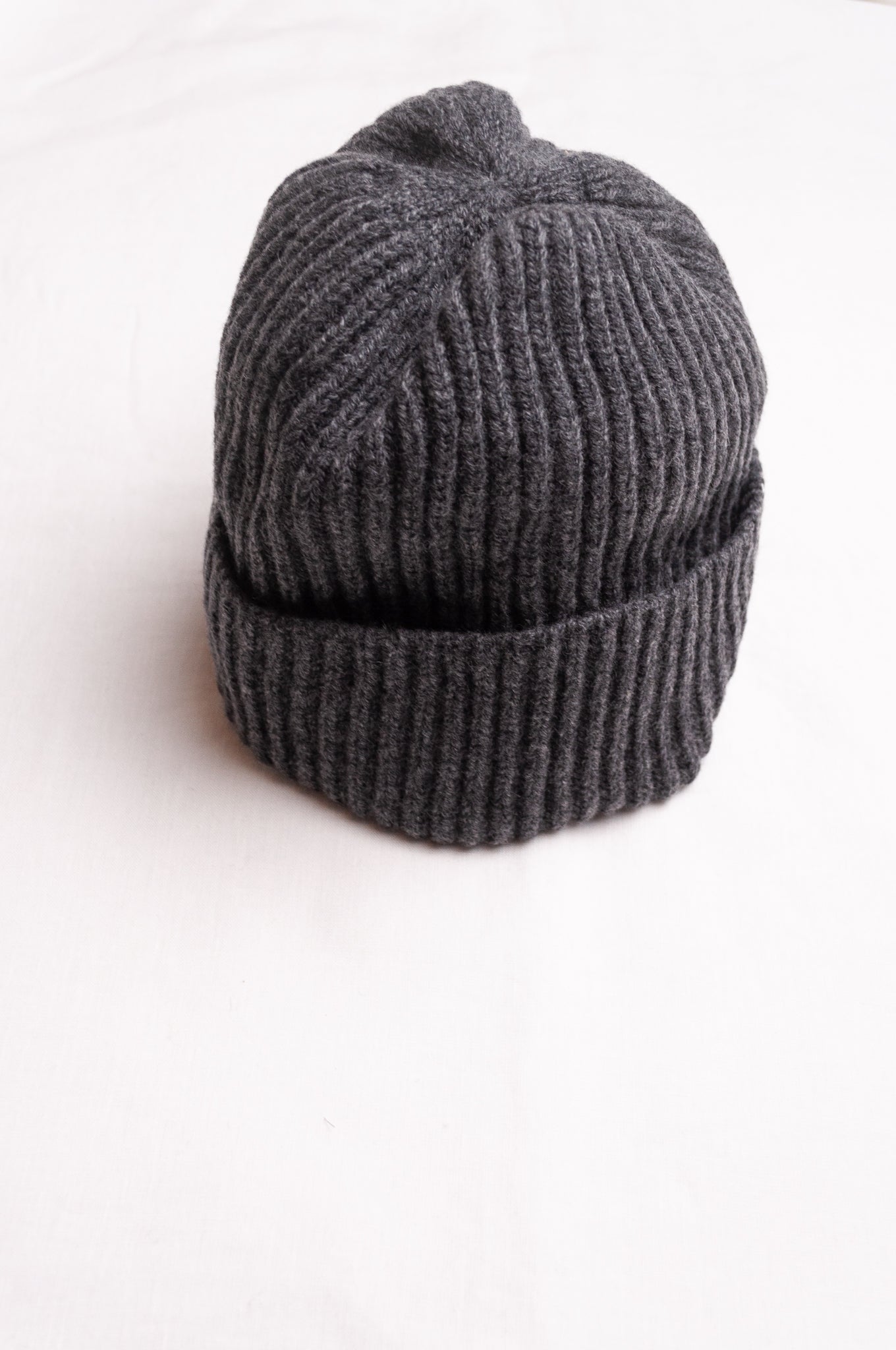 PCNQ pure wool charcoal grey beanie bonnet.