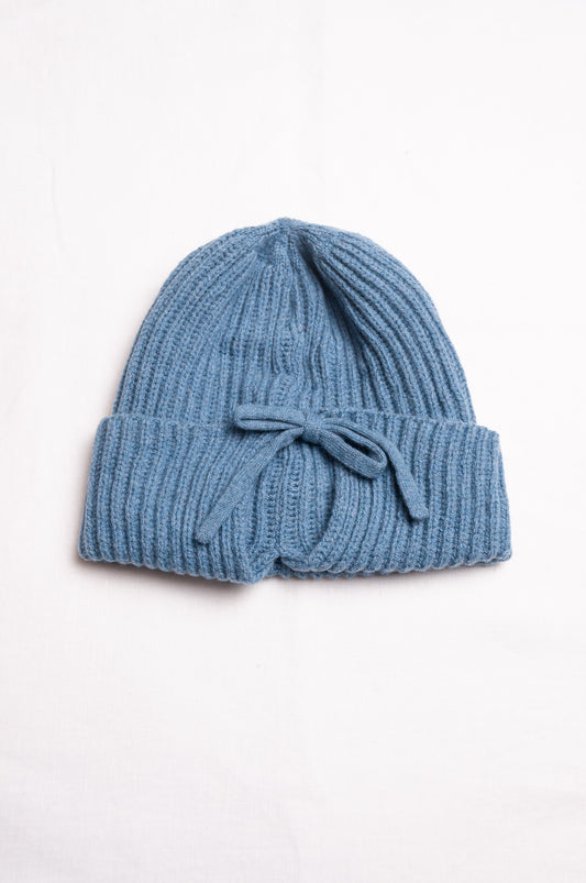 PCNQ pure wool smoke blue beanie bonnet.
