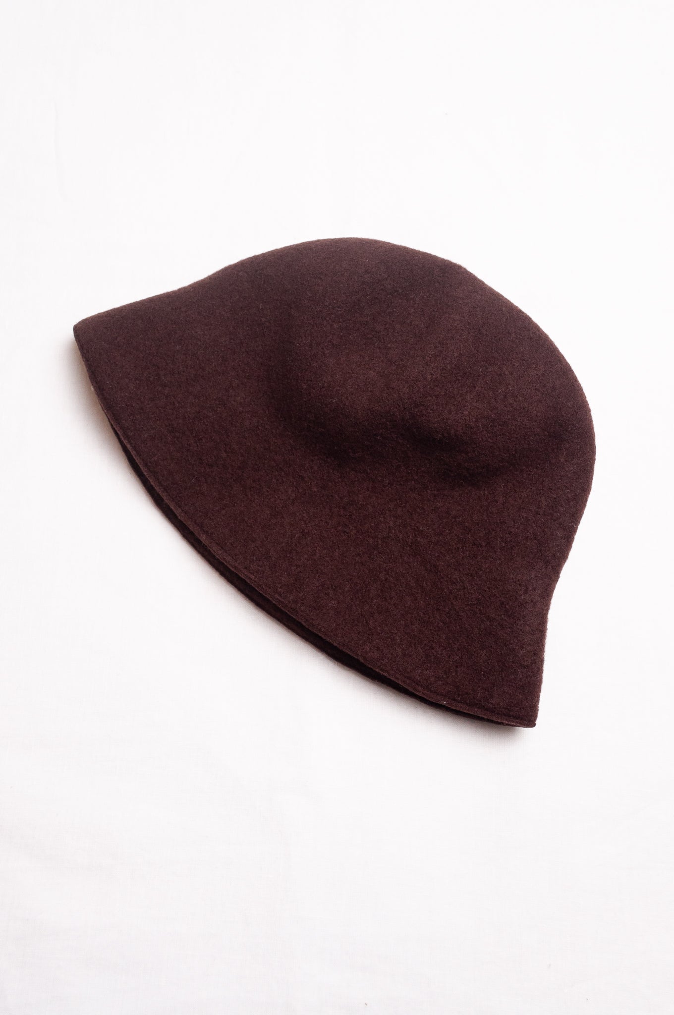 PCNQ pure wool dark brown Bella cloche bucket hat.