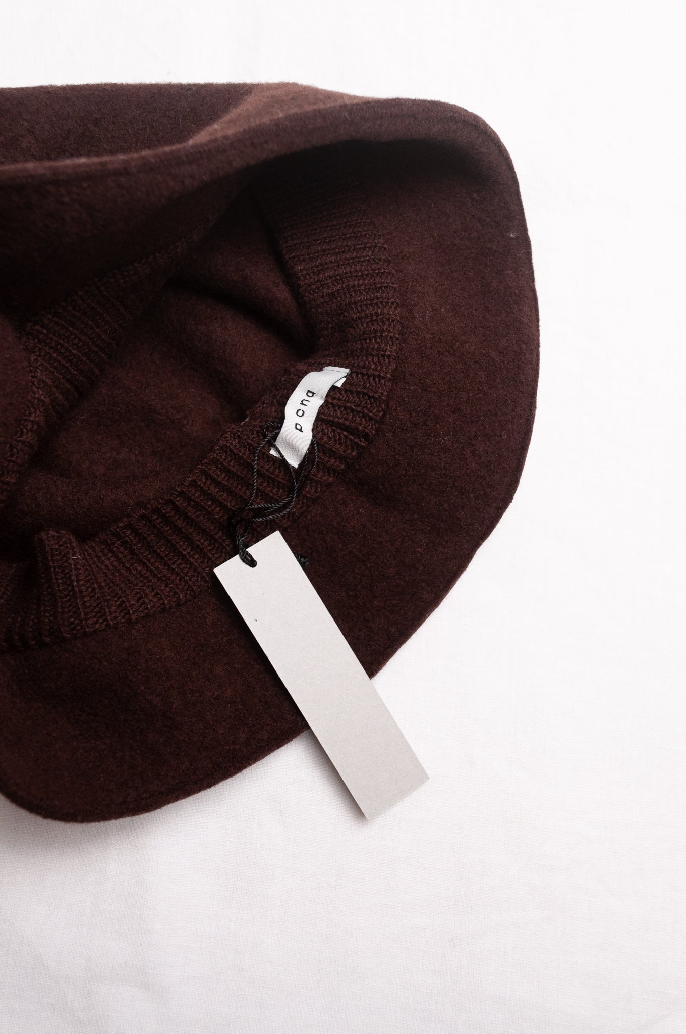 PCNQ pure wool dark brown Bella cloche bucket hat.