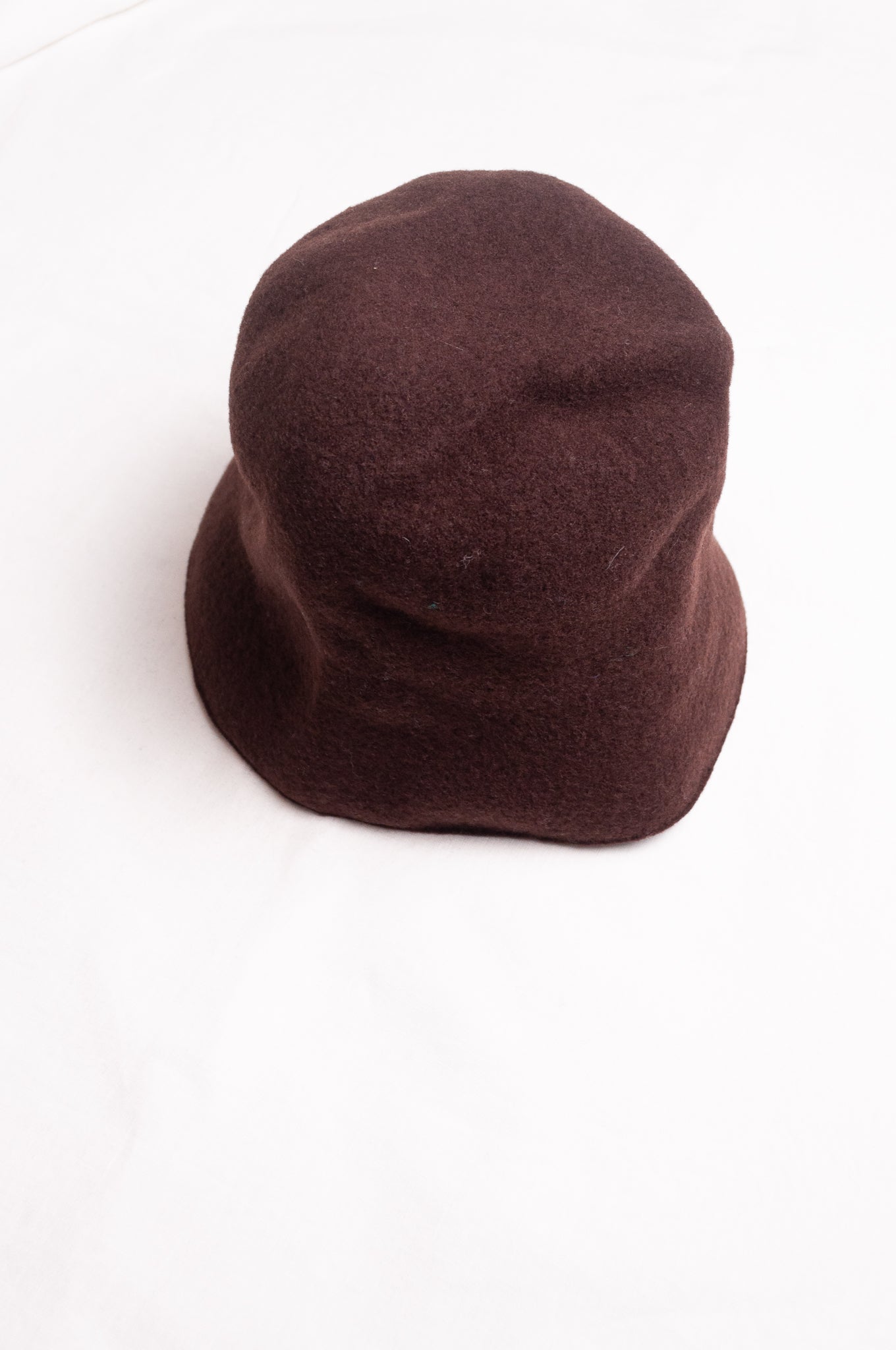 PCNQ pure wool dark brown Bella cloche bucket hat.