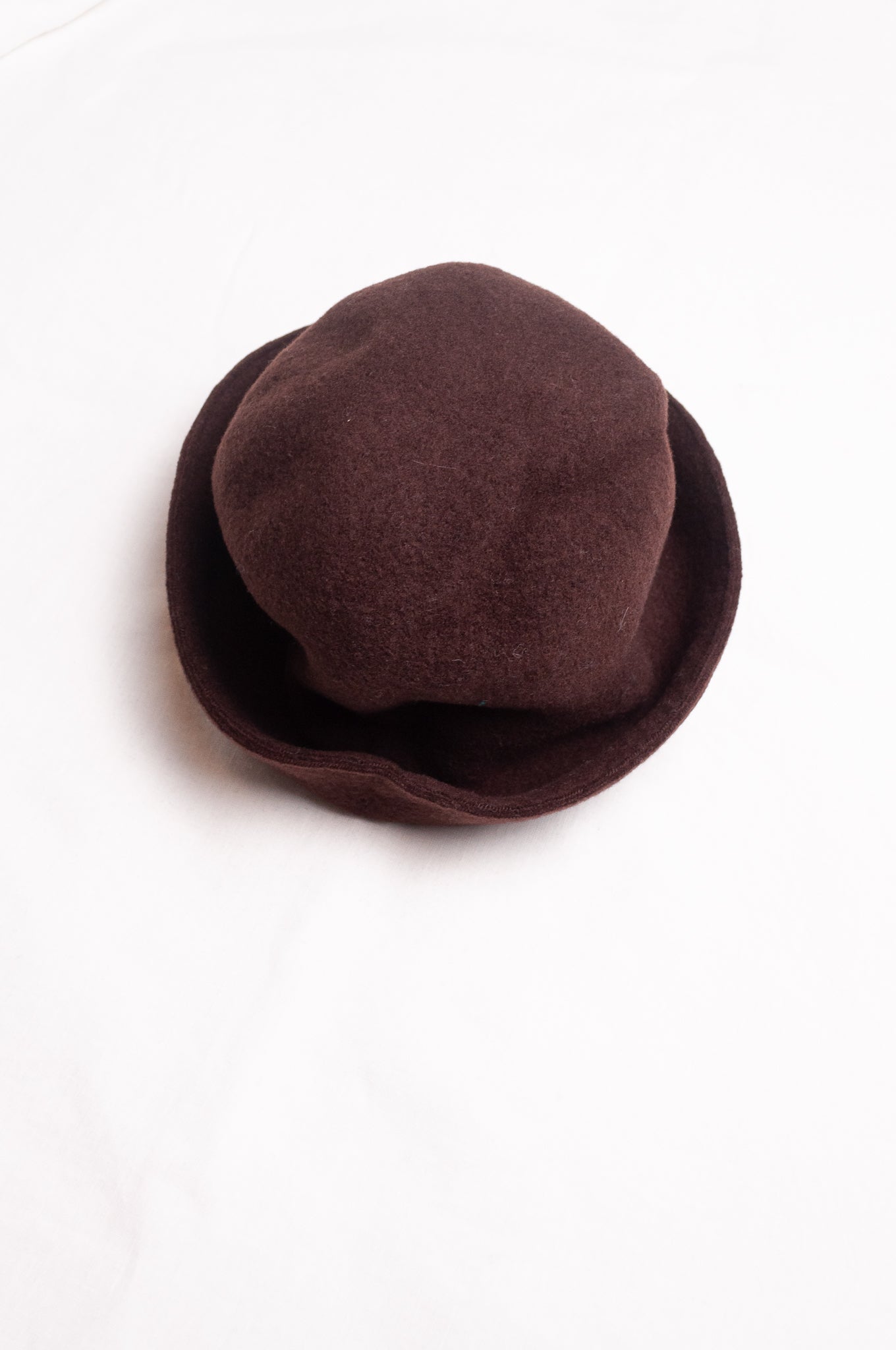 PCNQ pure wool dark brown Bella cloche bucket hat.