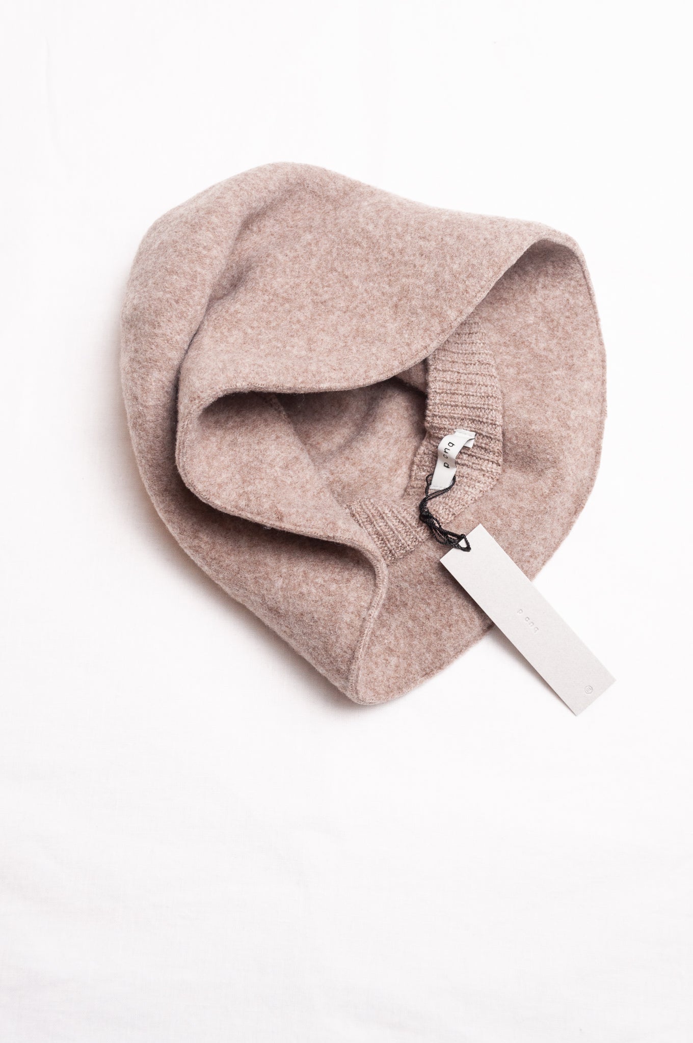 PCNQ pure wool beige Bella cloche bucket hat.