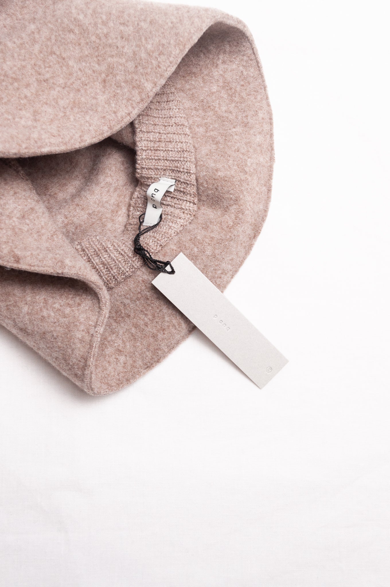 PCNQ pure wool beige Bella cloche bucket hat.