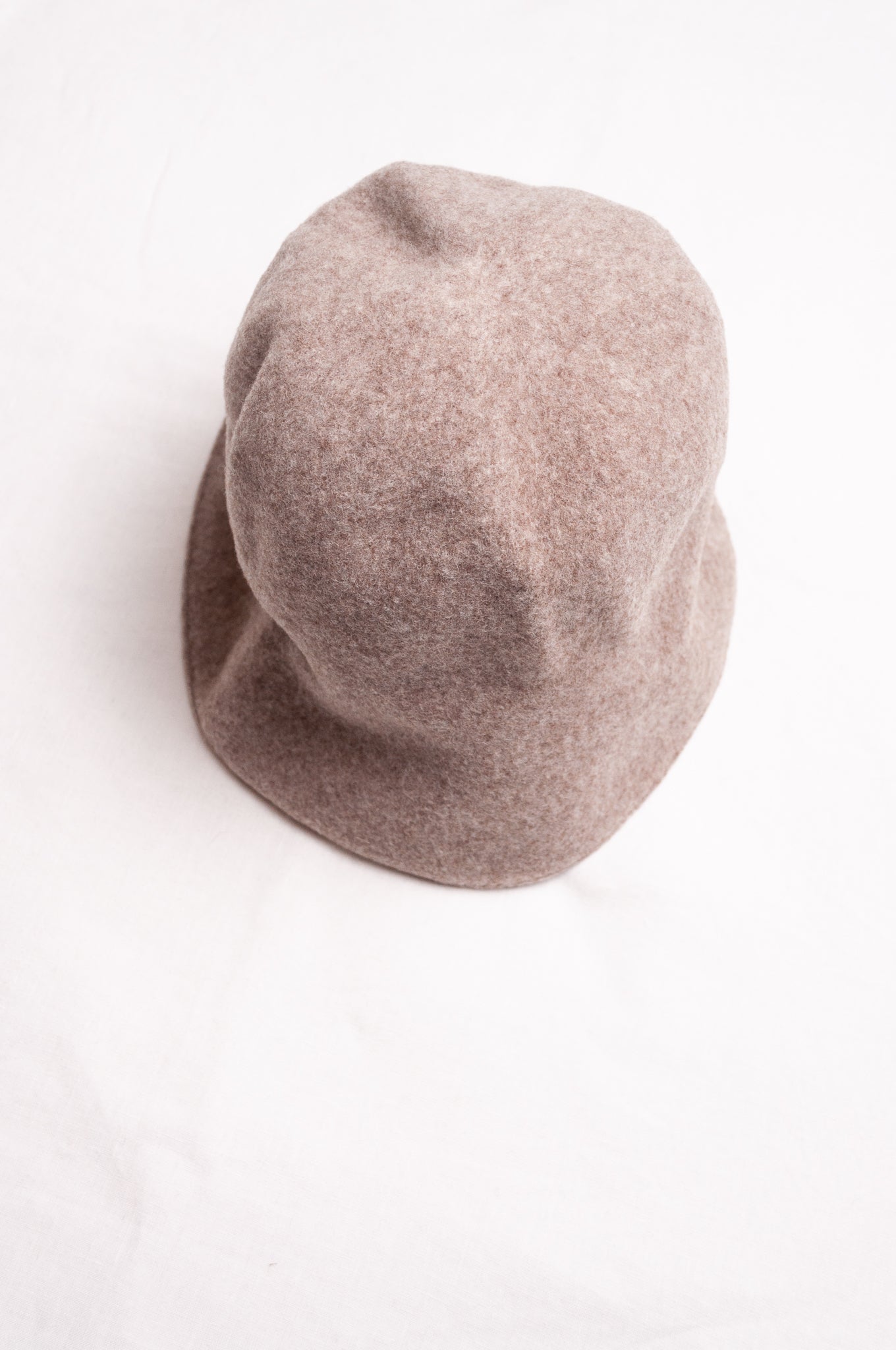 PCNQ pure wool beige Bella cloche bucket hat.