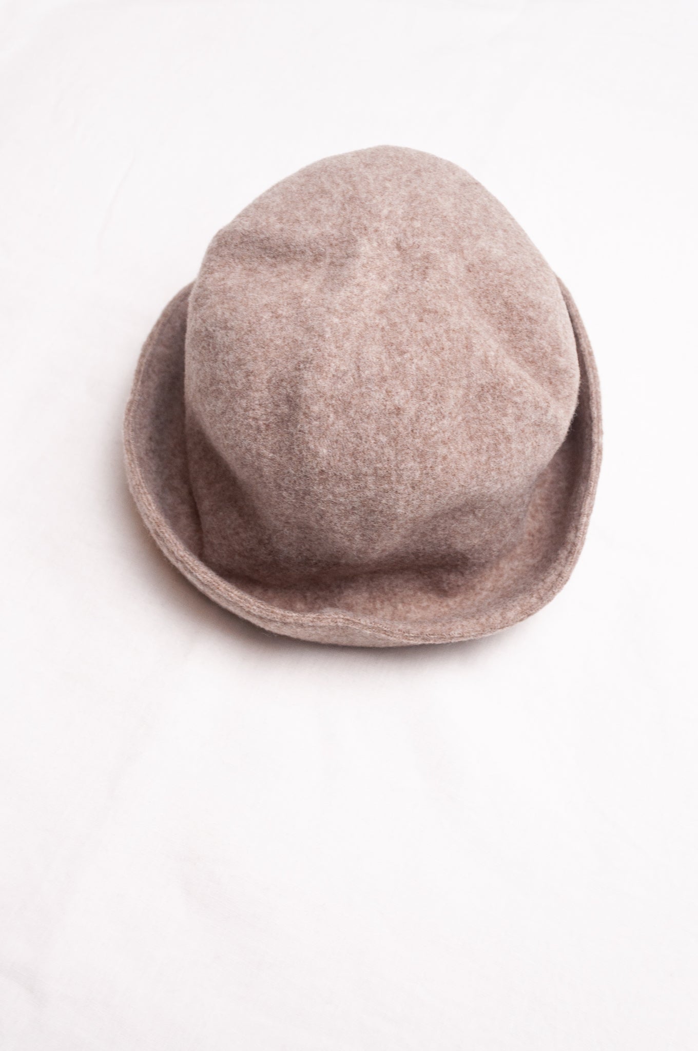 PCNQ pure wool beige Bella cloche bucket hat.