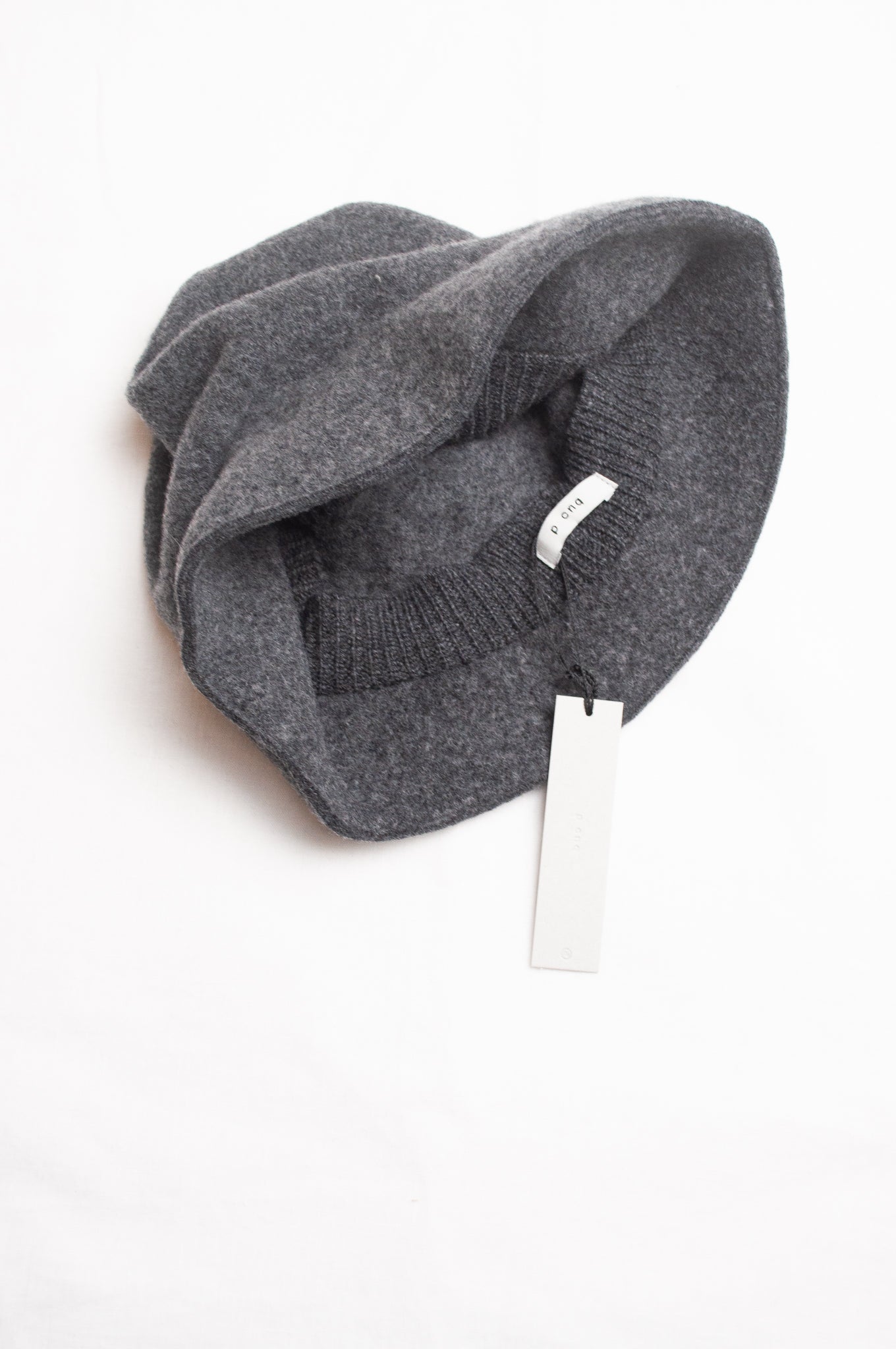PCNQ pure wool charcoal grey Bella cloche bucket hat.