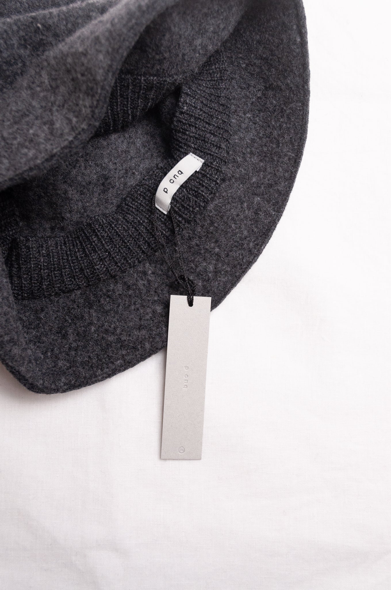 PCNQ pure wool charcoal grey Bella cloche bucket hat.