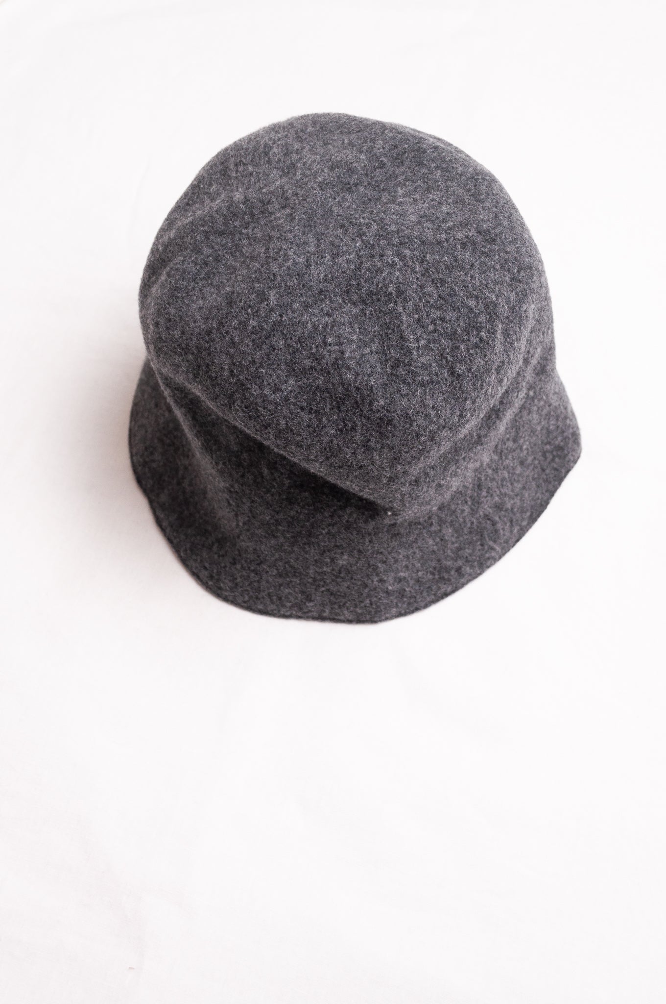 PCNQ pure wool charcoal grey Bella cloche bucket hat.
