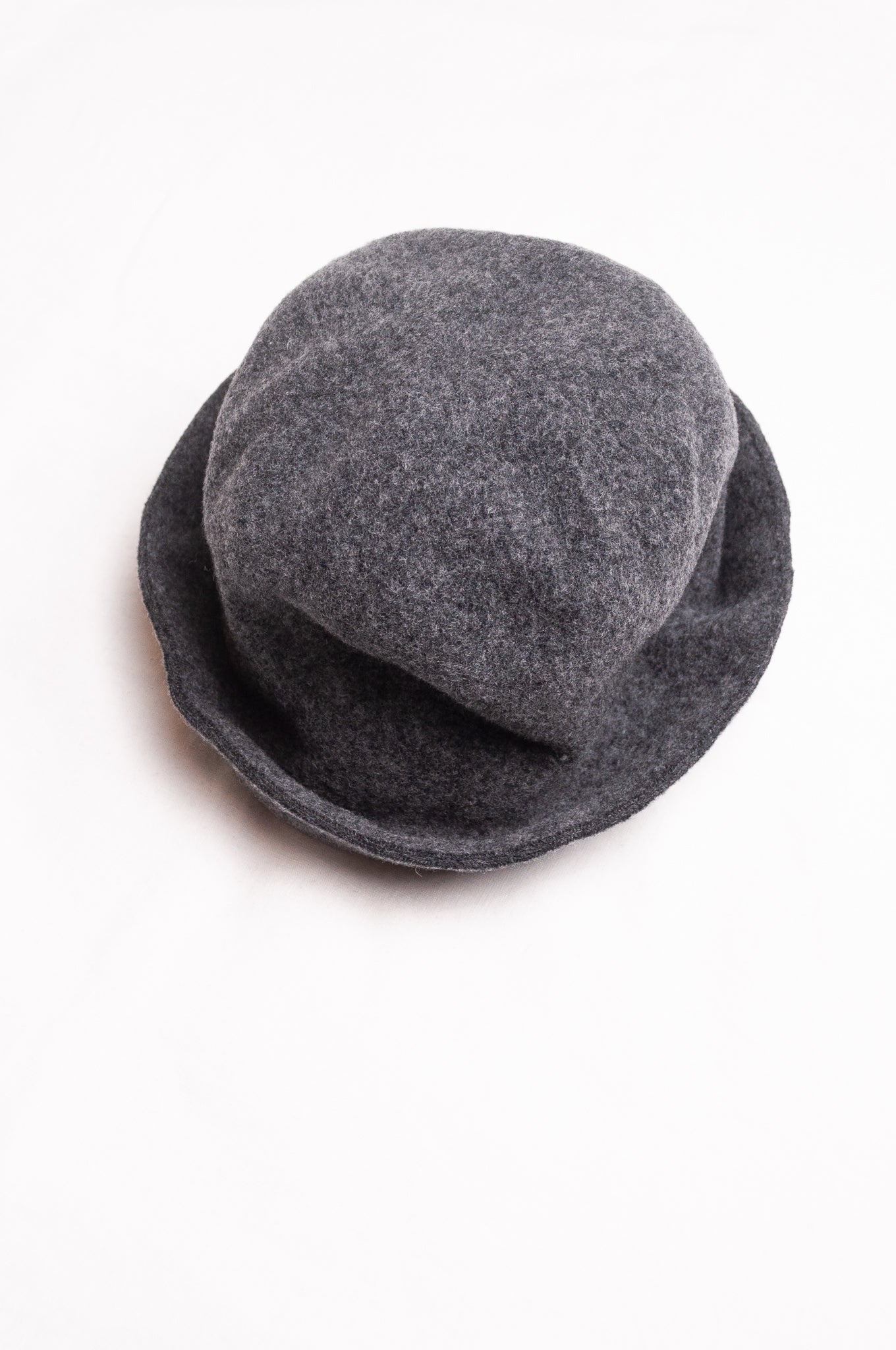 PCNQ pure wool charcoal grey Bella cloche bucket hat.