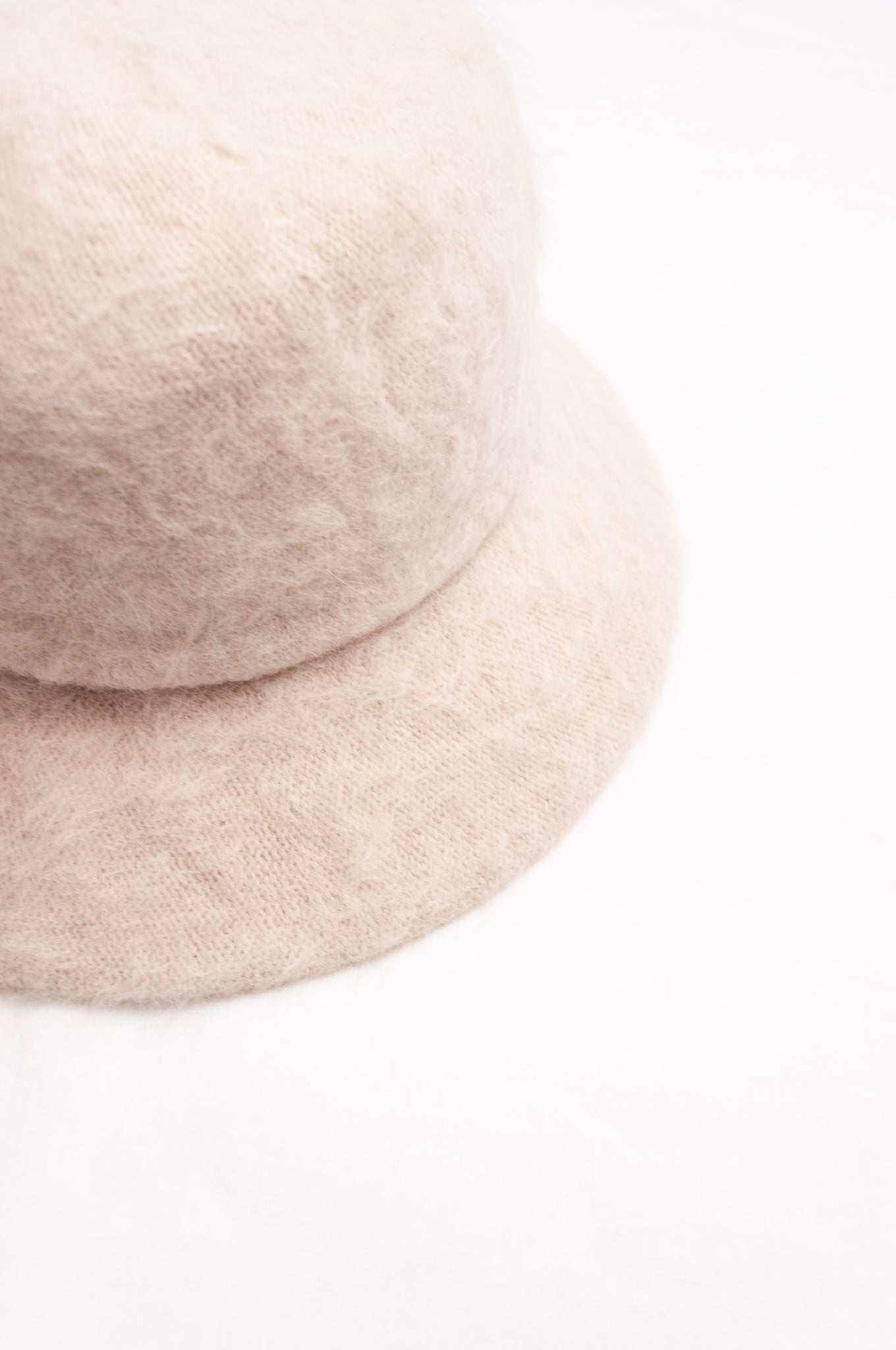 PCNQ Mash hat in cream beige angora wool.