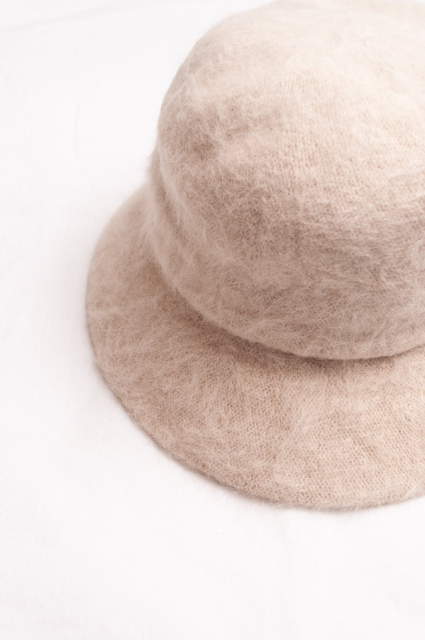 PCNQ Mash hat in cream beige angora wool.