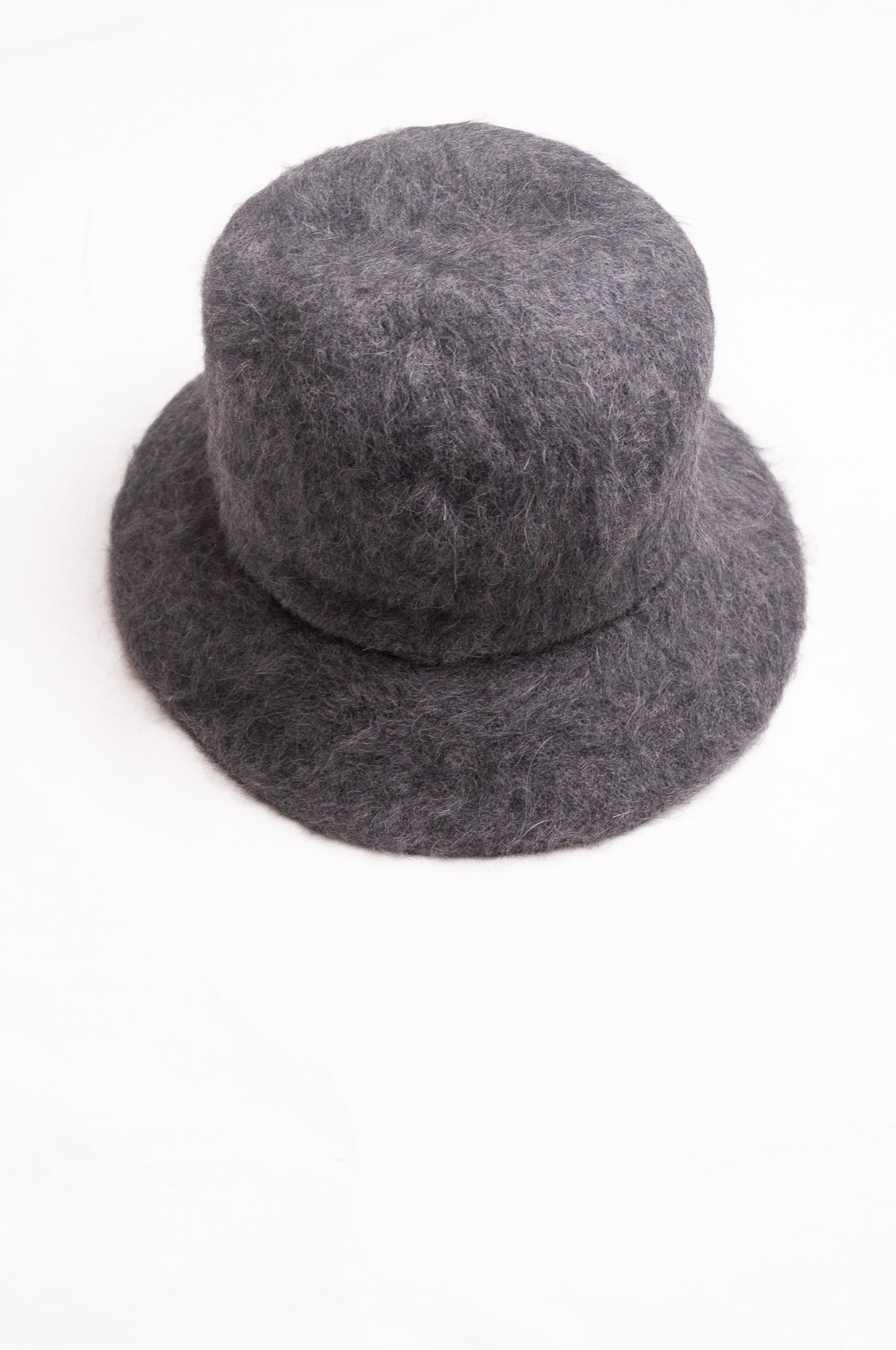 PCNQ Mash angora blend charcoal grey hat.
