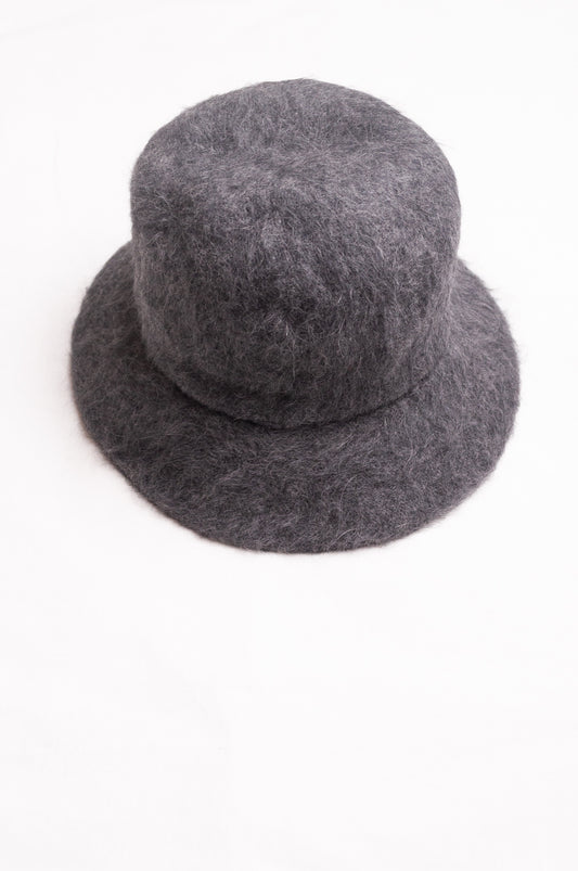 PCNQ Mash angora blend charcoal grey hat.