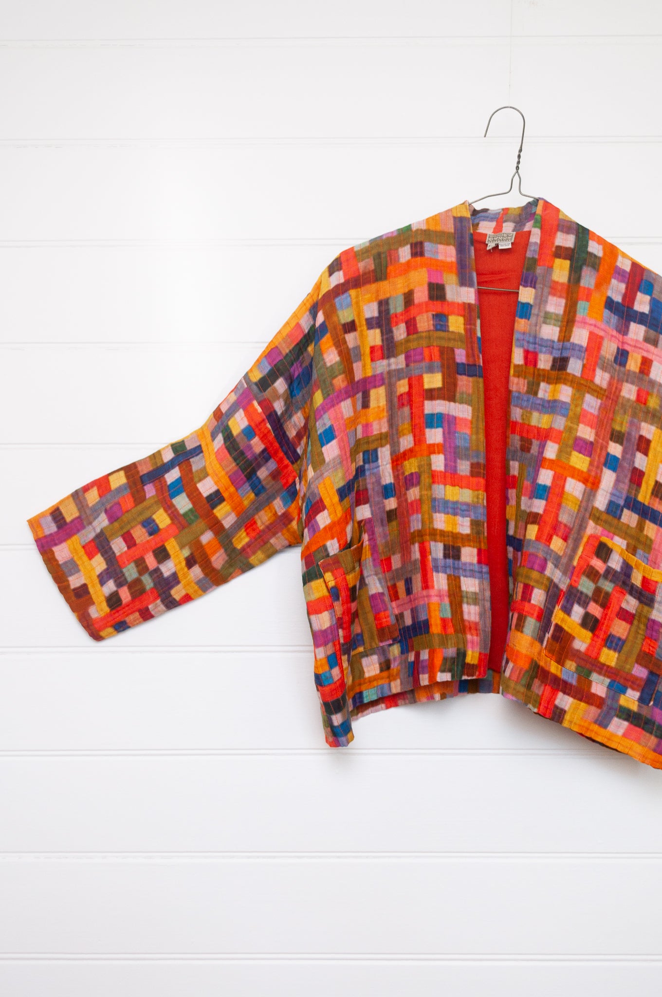 Neeru Kumar cotton silk quilted jacket - rainbow check