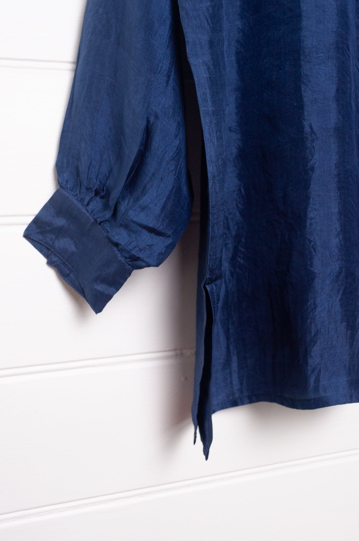 Studio Within x Juniper Hearth oversized pure silk button up long sleeved shirt in black.