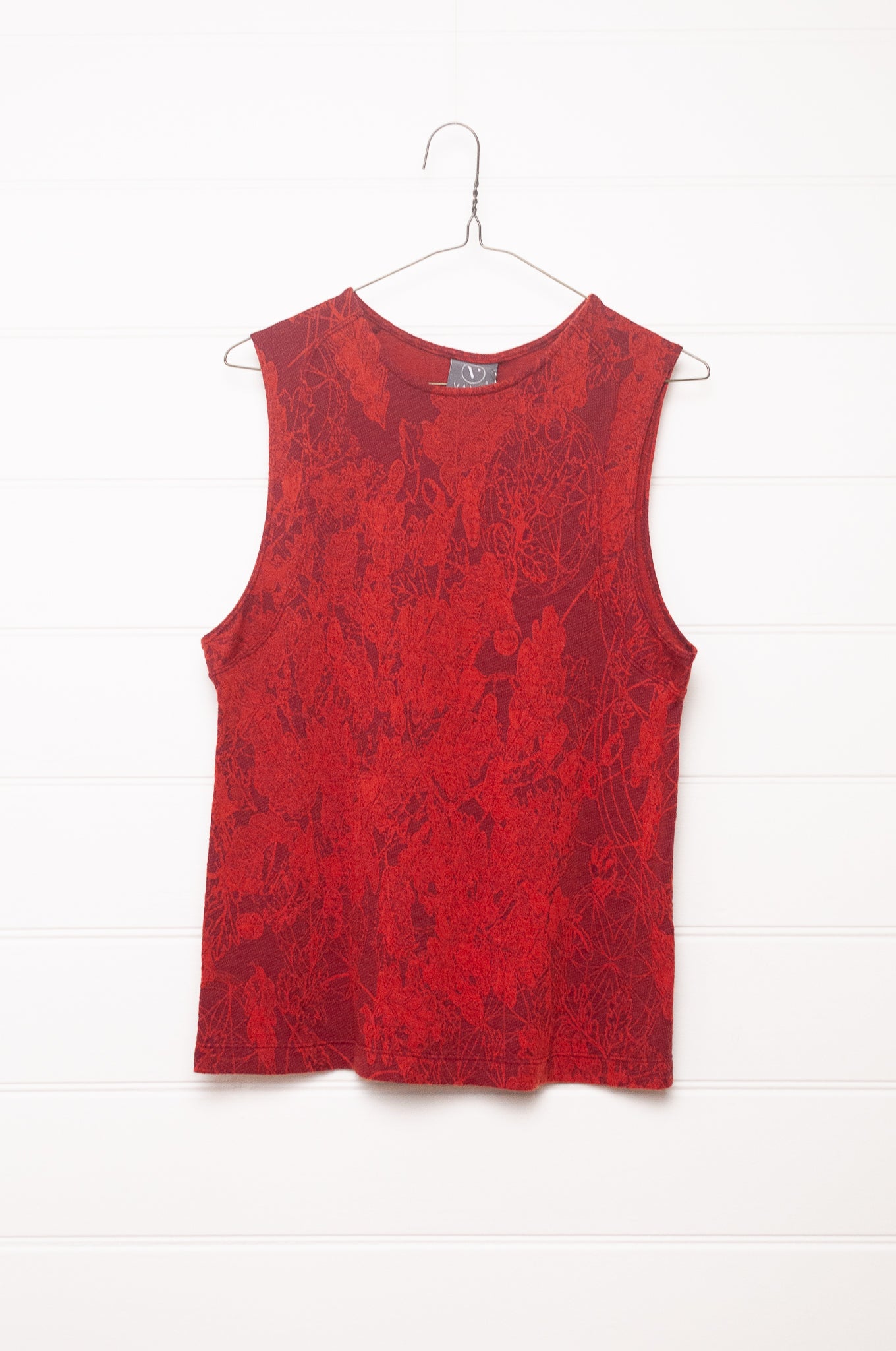 Valia Ellie wool jacquard knit Ellie vest in Oxblood red. 