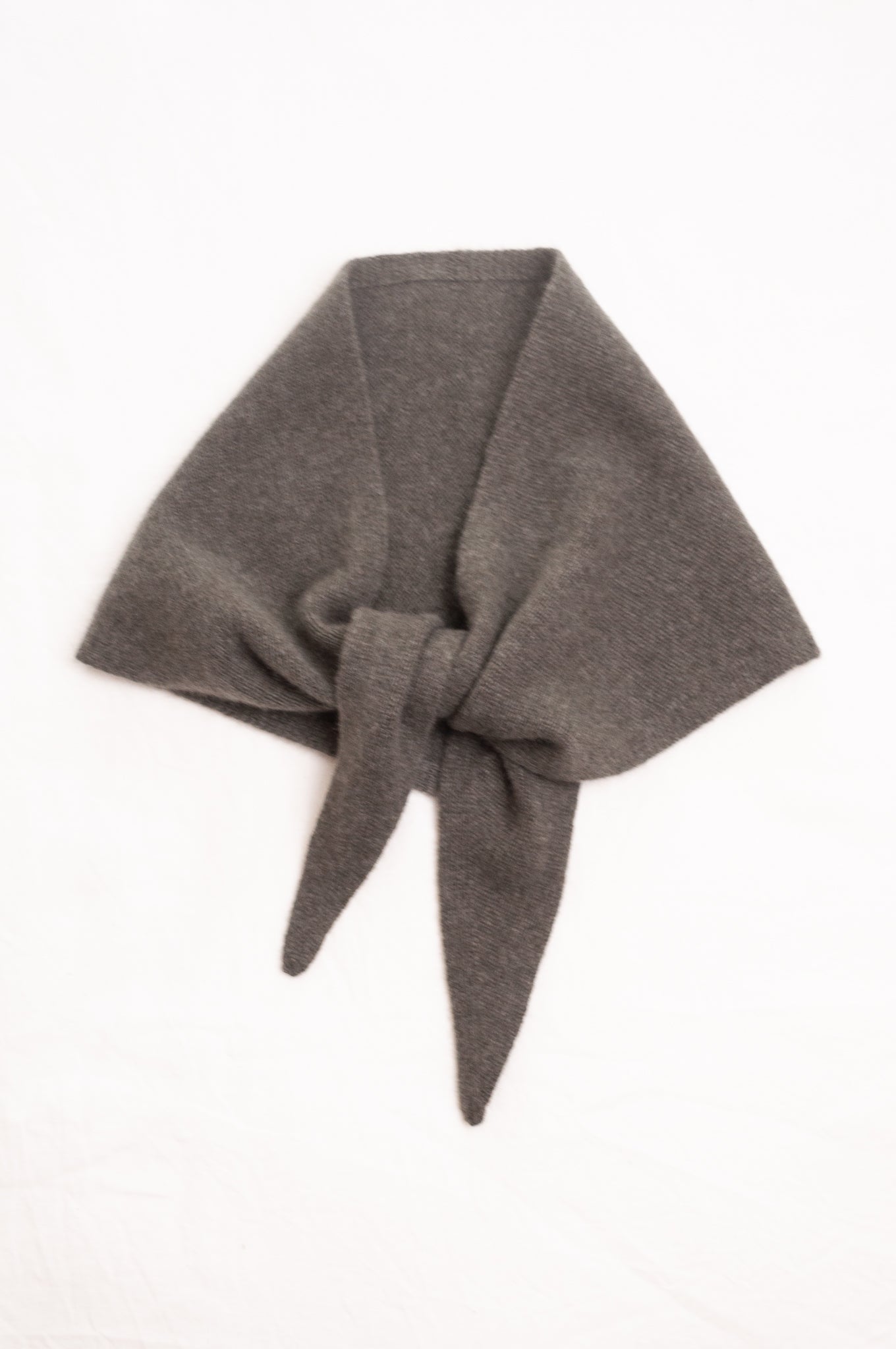 Cashmere triangle neck scarf in olive green.