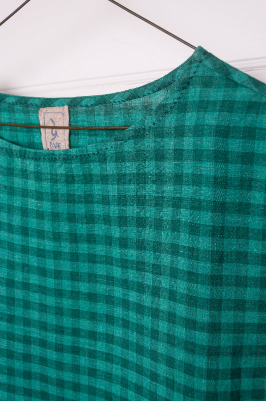 DVE Aishani linen top in emerald check.