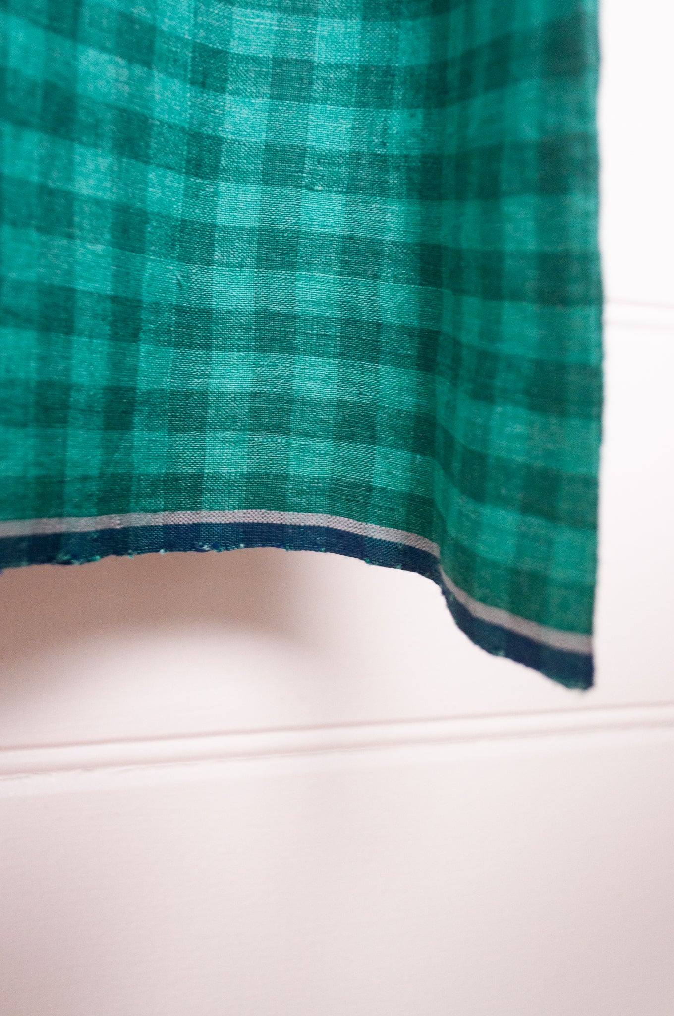 DVE Aishani linen top in emerald check.