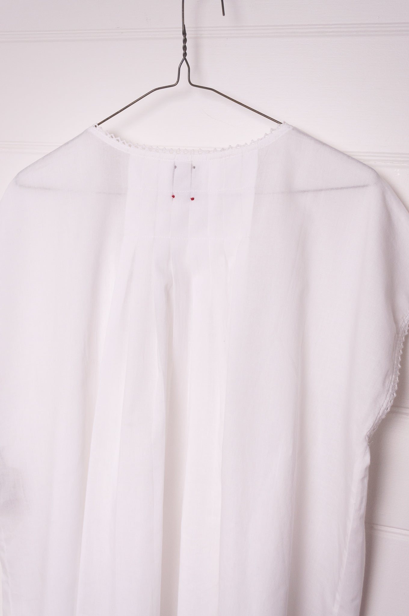 DVE Indra fine cotton pin tuck one size blouse in white.