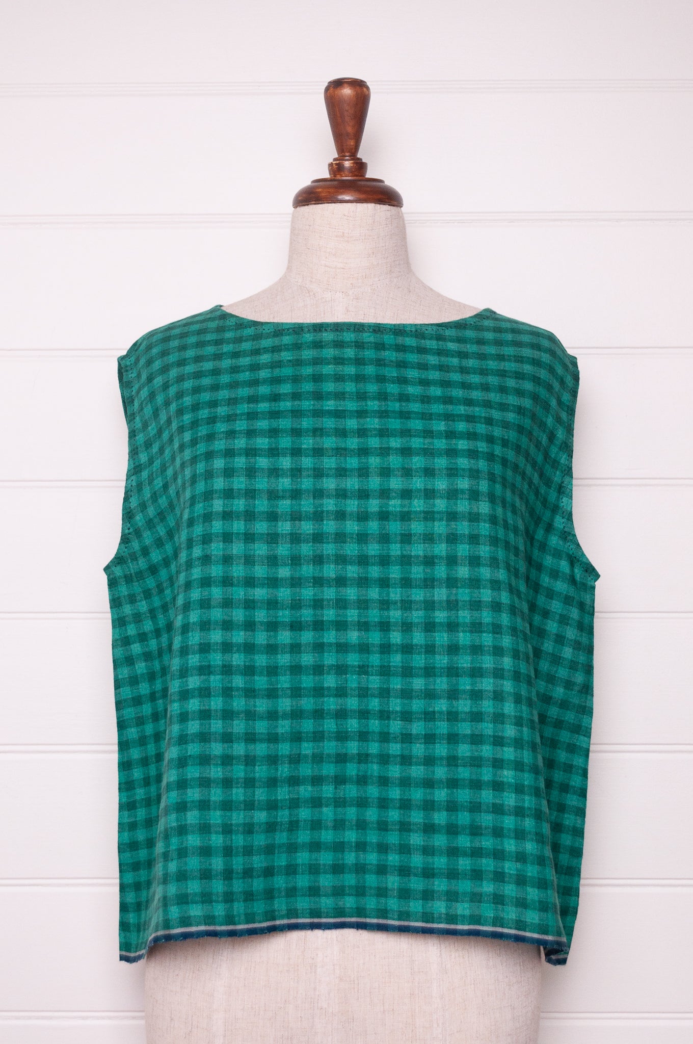 DVE Aishani linen top in emerald check.