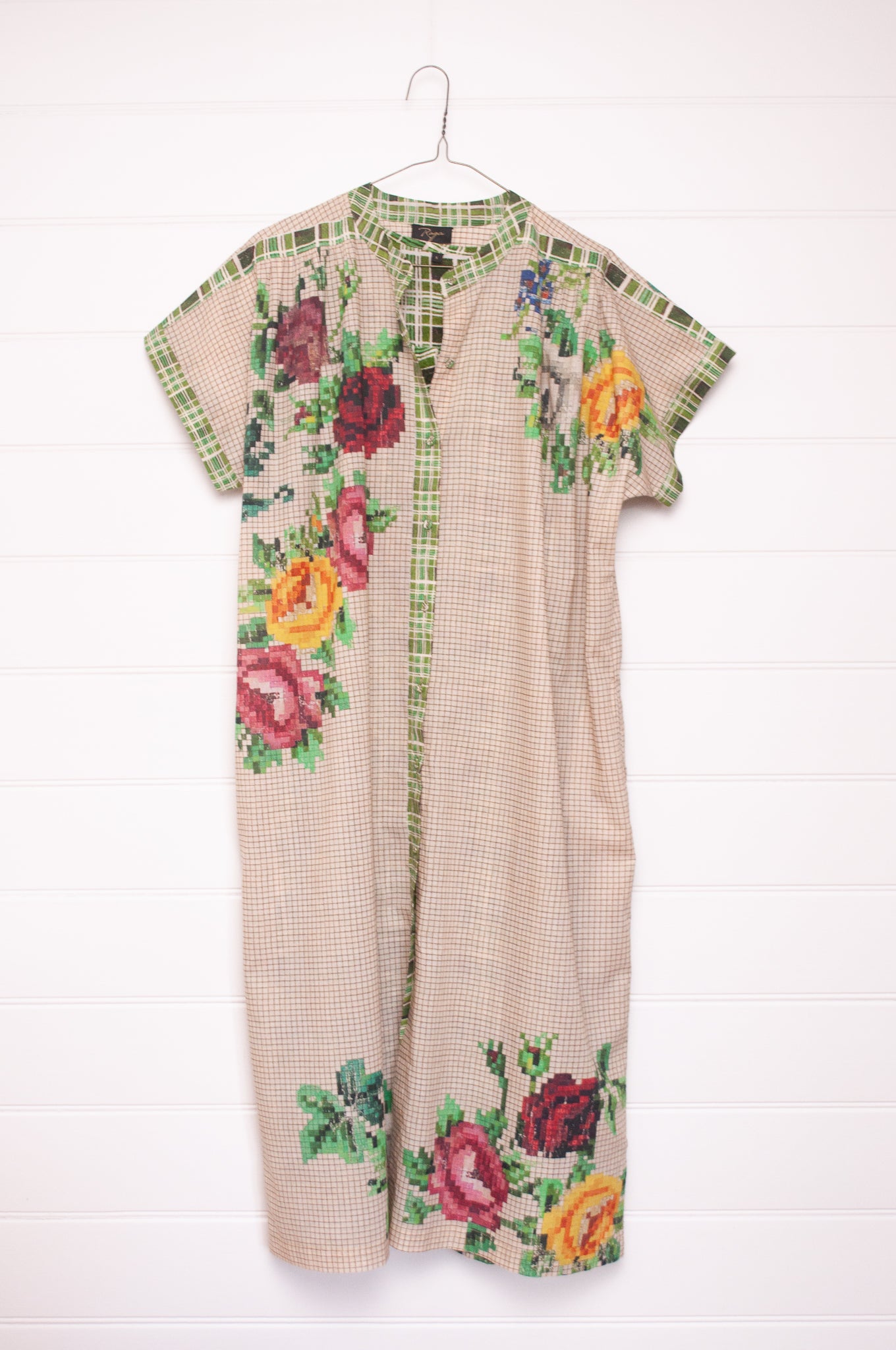 Raga Designs Juni dressin digital print floral cotton button up short sleeves.
