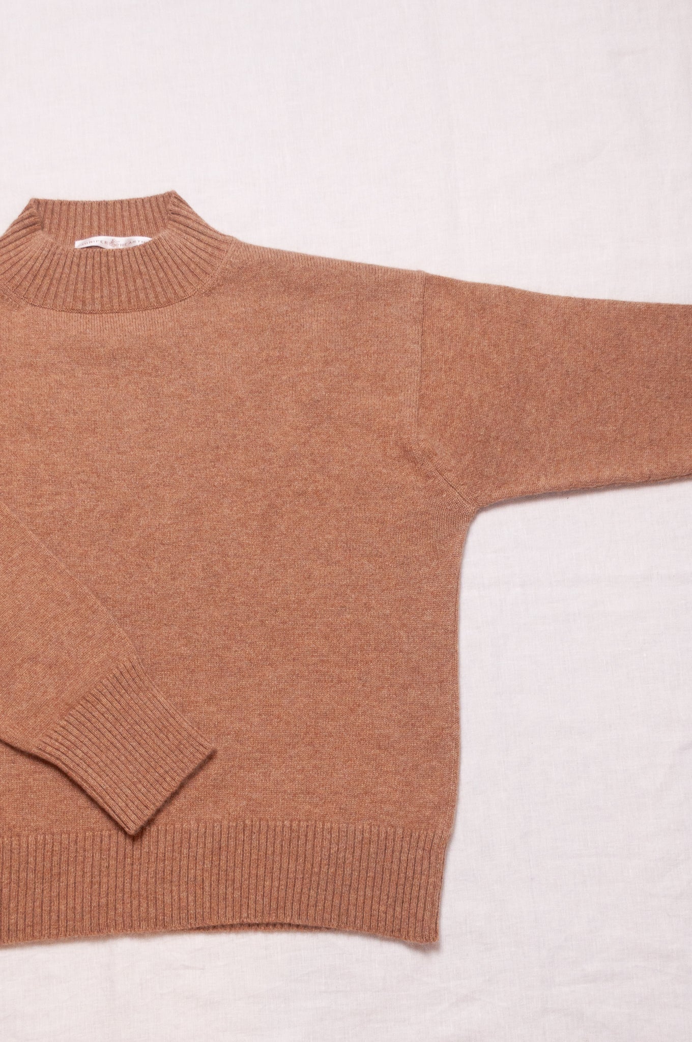 Cashmere turtle neck sweater in camel.