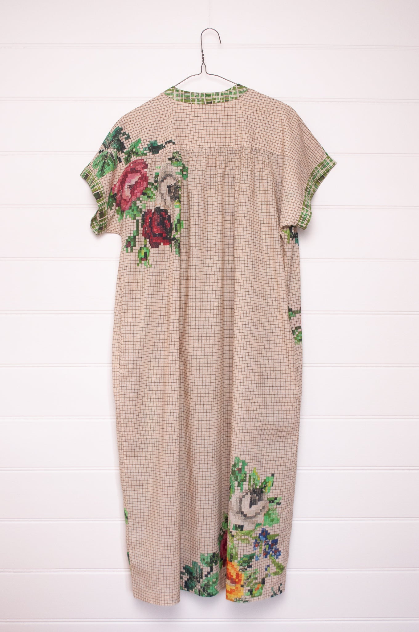 Raga Designs Juni dressin digital print floral cotton button up short sleeves.