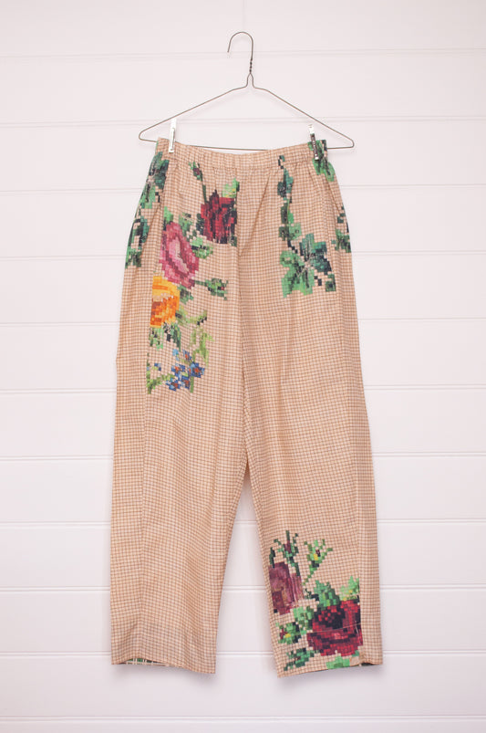 Raga Designs digital print floral cotton pull on pants.