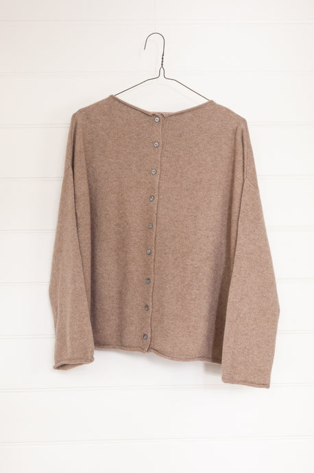 One size reversible cashmere cardi - truffle