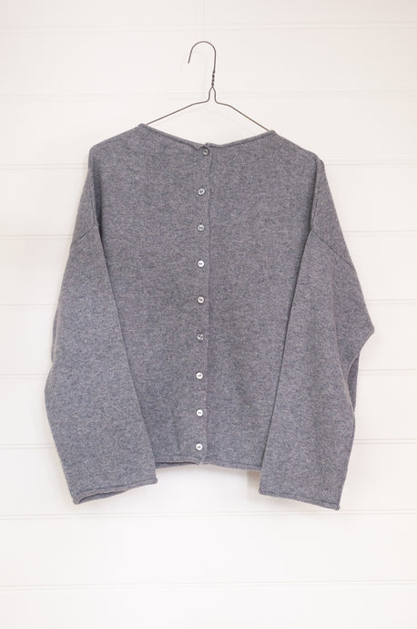 One size reversible cashmere cardi - grey