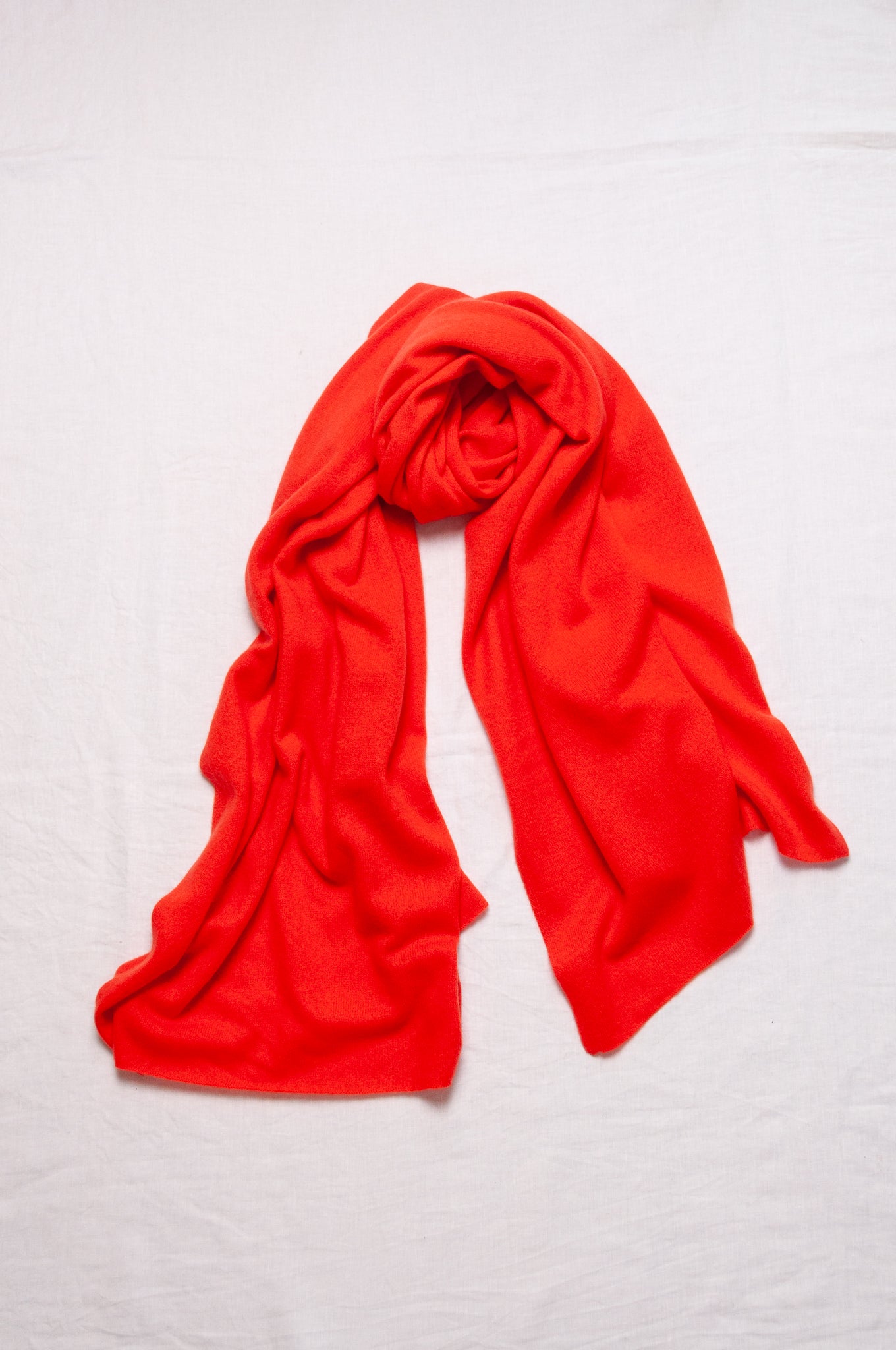 Cashmere scarf wrap shawl in tangerine red orange.